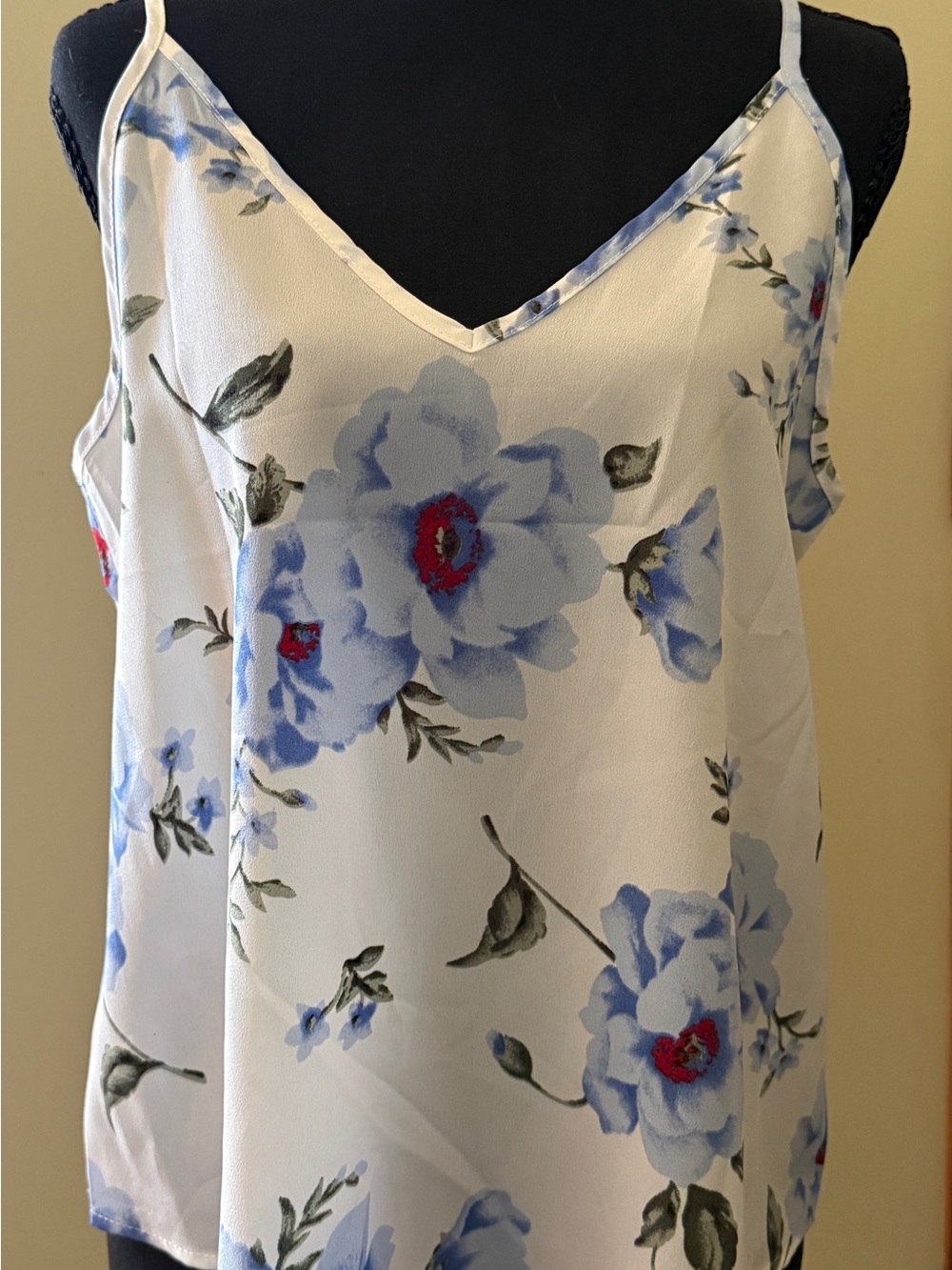 Blue Floral Silky Camisole